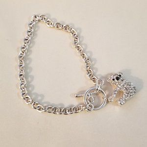 Silver Plated Crystal Koala Bear Toggle Bracelet